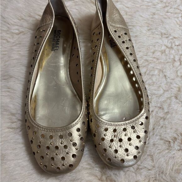 Michael Kors Gold Studded Ballet Flats - Picture 2 of 6